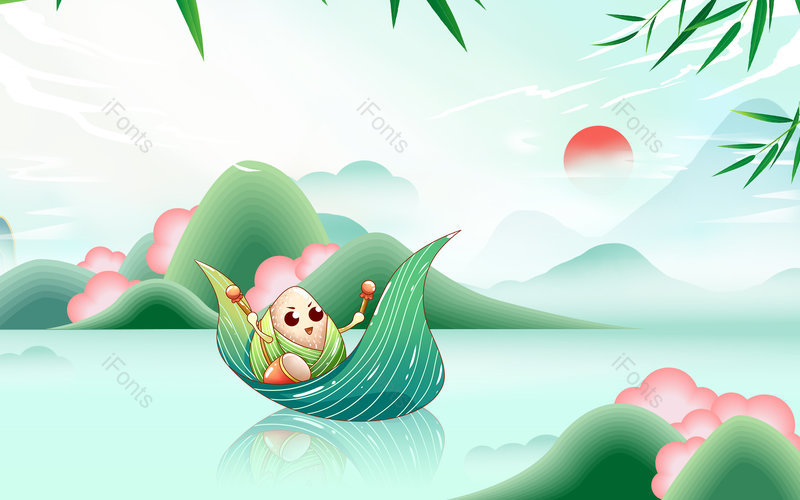 卡通插画风端午节粽子背景图片素材,插画/手绘图,插画/手绘图库,插画/手绘图下载,插画/手绘
